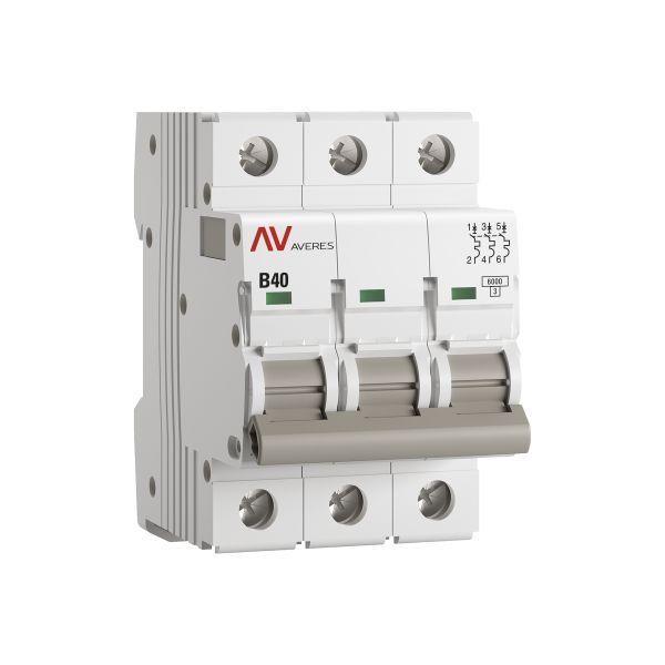 Выключатель автоматический модульный 3п B 40А 6кА AV-6 AVERES EKF mcb6-3-40B-av