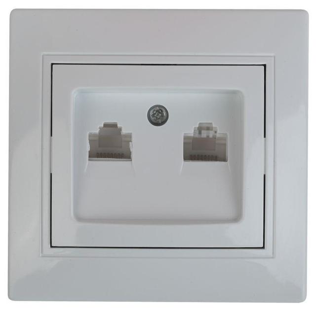 Розетка компьютерная 2-м СП Plano 1-304-01 RJ45 бел. Intro Б0043241