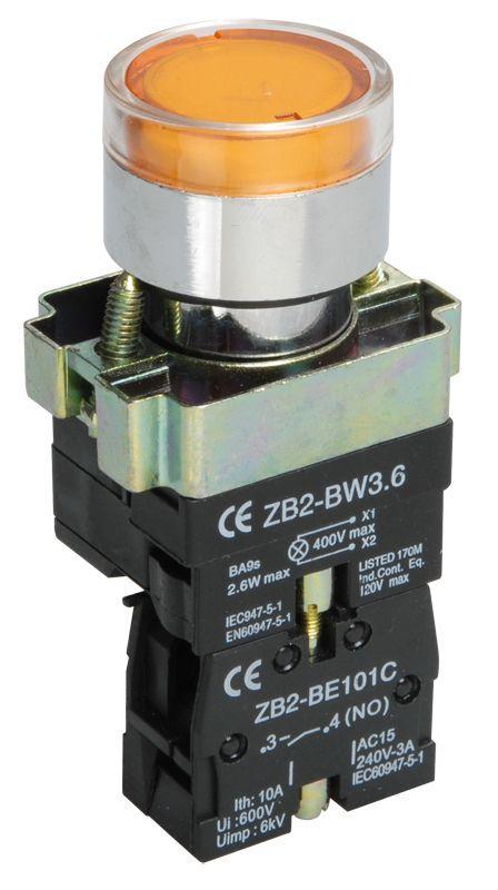 Кнопка LAY5-BW3561 c подсветкой желт. 1з IEK BBT50-BW-K05