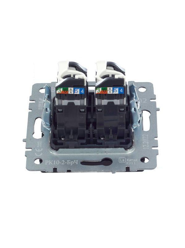 Розетка компьютерная двойная СП RJ45 кат.5E BRITE РК10-2-БрЧ черн. IEK BR-K20-1-K02