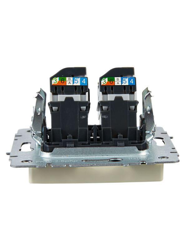 Розетка компьютерная двойная СП RJ45 кат.5E BRITE РК10-2-БрКр беж. IEK BR-K20-1-K10