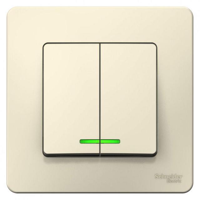 Выключатель 2-кл. СП Blanca 6А IP20 (сх. 5) 250В с подсветкой молочн. SE BLNVS006512