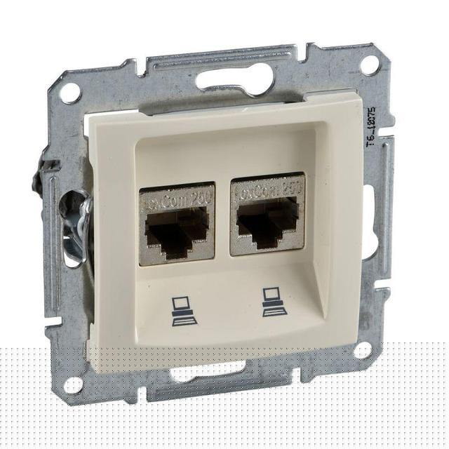 Розетка компьютерная 2-м СП Sedna RJ45 кат.5E UTP неэкранир. механизм беж. SchE SDN4400147