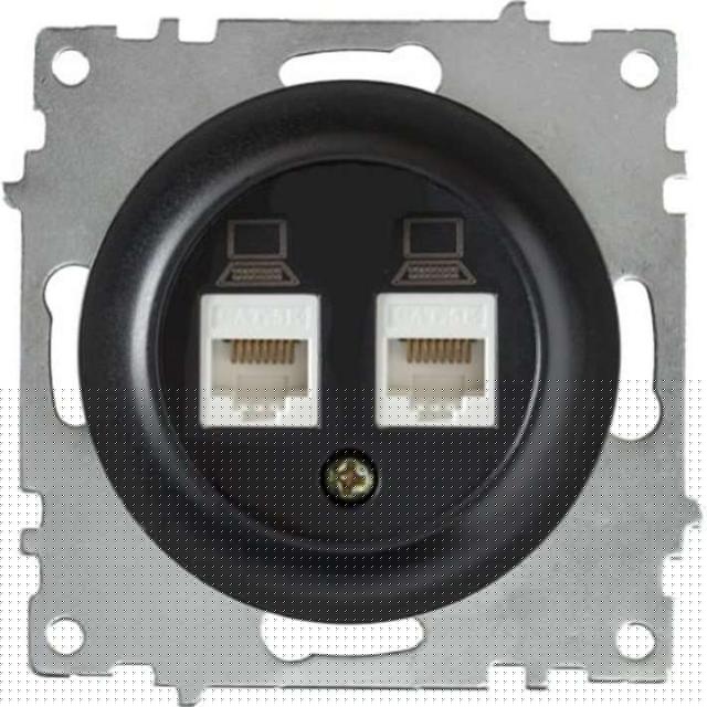 Розетка компьютерная 2-м СП Florence RJ45 кат.5E механизм черн. (1E20901303) OneKeyElectro 2172818