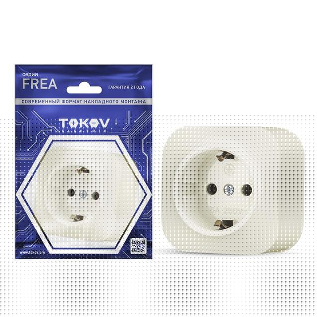 Розетка 1-м ОП Frea 16А IP20 250В с заземл. АБС-пластик беж. TOKOV ELECTRIC TKE-FR-R1Z-C02
