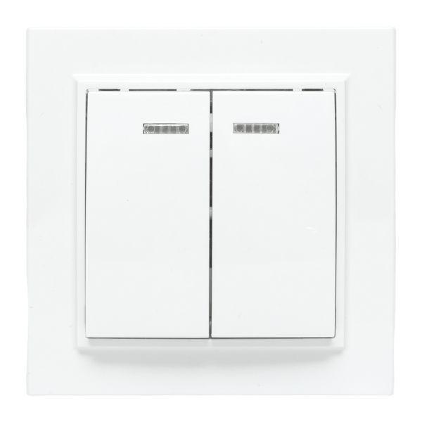 Выключатель 2-кл. СП Минск 10А IP20 с индикатором бел. Basic EKF ERV10-123-10